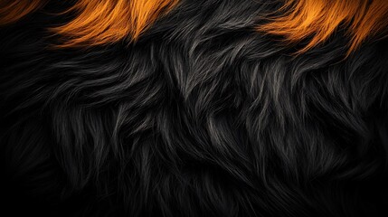 Fototapeta premium Close-up view of vibrant black and orange fur texture, showcasing natural patterns and softness