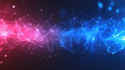 Fototapeta premium Abstract pink blue glowing network connection.