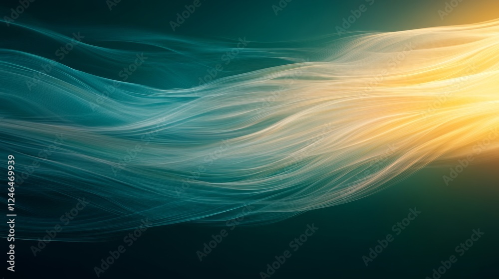 Poster bright hues of green and soft gradients blend together in an abstract design showcasing a world focu