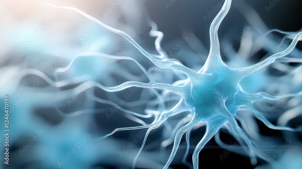 Poster Abstract digital rendering illustrates a complex futuristic network featuring glowing nodes connected by sleek, luminous lines, emphasizing technological connections