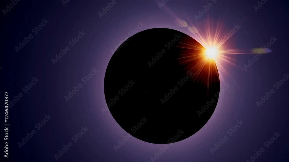 Poster majestic slow motion sequence of a total solar eclipse, with the sun gradually emerging from behind 