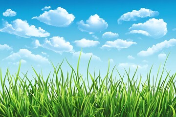 Obraz premium Lush Green Grass Under a Vibrant Summer Sky