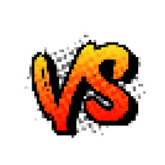 Pixel art icons set. 8-bit. Versus screen, design for logo, web, mobile app. Game tournament achievement emblem.