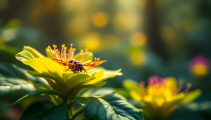Bee on a Yellow Flower: A Close-Up View of Nature's Beauty