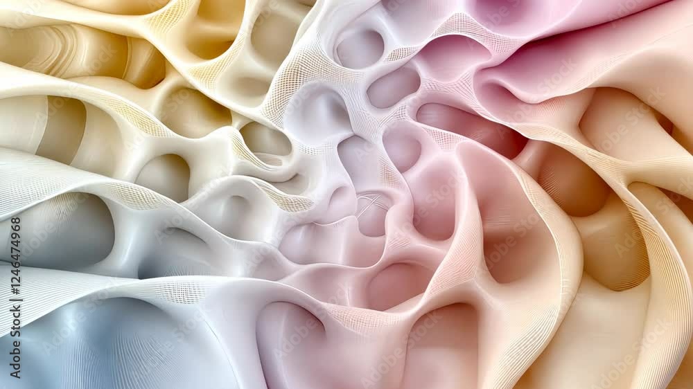 Poster observe an intriguing display of abstract wave formations featuring soft pastel hues that create a s
