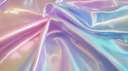 Iridescent Satin Fabric with Pastel Hues for Textiles and Fashion