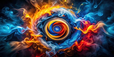 Fototapeta premium Fractals emerge from drone-controlled smoke spirals. Intricate, abstract shapes.