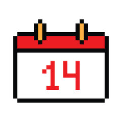 happy valentine's day 8 bit icon  vector  14 february calendar pixel art game love you heart greeting card icon