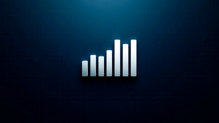 A sleek icon representing signal strength with ascending bars against a dark background, symbolizing connectivity and performance.