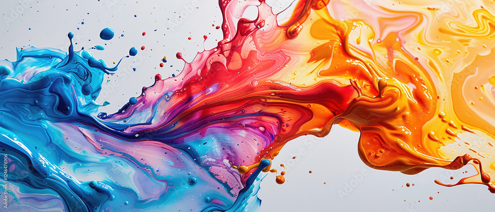 Poster artistic expression captured in chaotic beauty of paint splash showcasing vibrant and fluid nature o