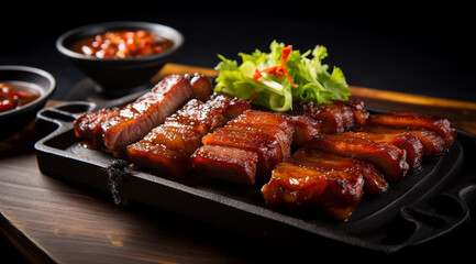 Red Braised Pork Belly with Chili Peppers & Greens