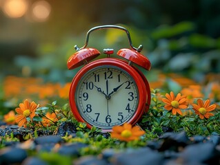 Metaphorical Alarm Clock Glowing with Radiant Nature Signifies New Beginnings