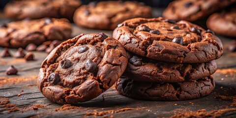 Obraz premium Deeply satisfying dark chocolate cookies, bathed in delicious light.
