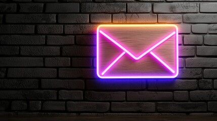 A neon sign of an email icon.