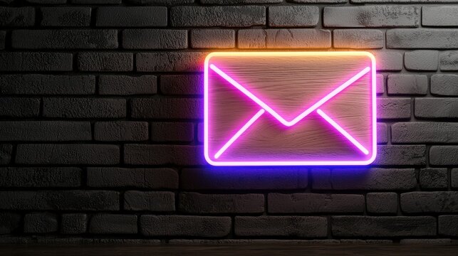A neon sign of an email icon.