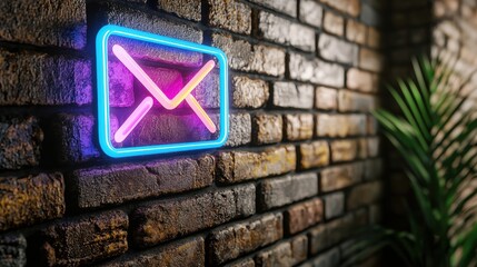 A neon sign of an email icon.