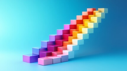 Digital multicolored histogram representing business growth in 3D.