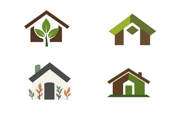 Obraz premium Four Eco-Friendly House Logos for Sustainable Living
