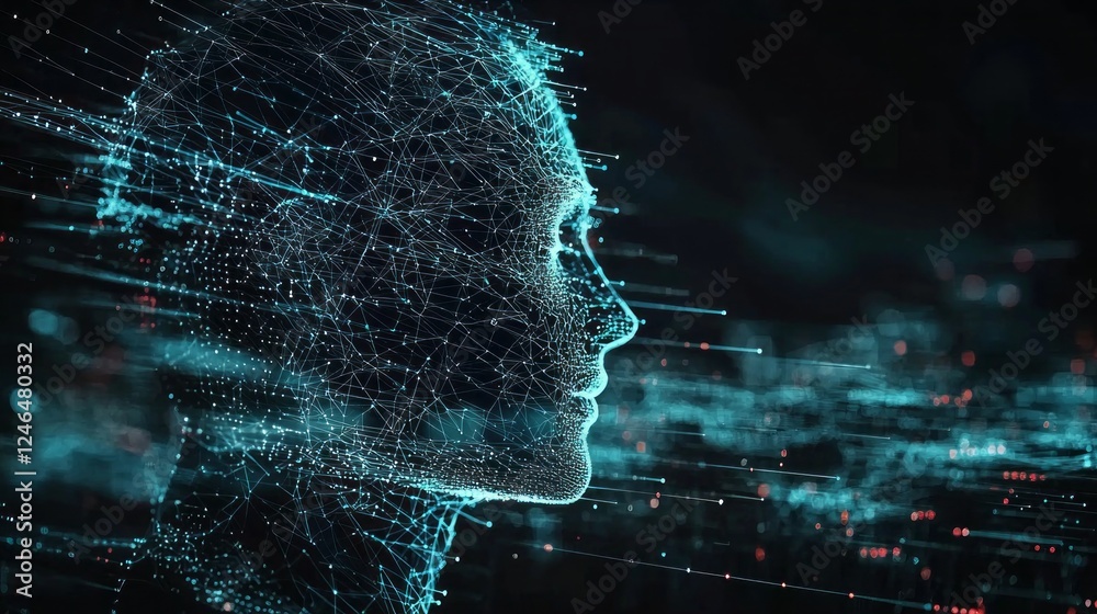 Aufkleber a striking digital rendering features a human silhouette composed of intricate neural connections, i