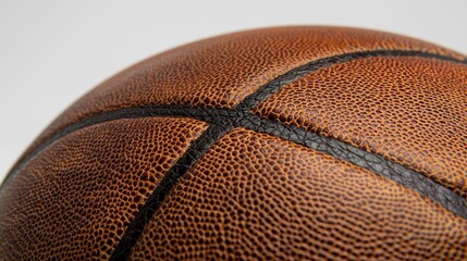 Macro Image of a Basketball's Surface Texture with Visible Seam Detail