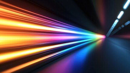A vibrant display of multicolored light streaks, creating a dynamic and energetic visual effect.
