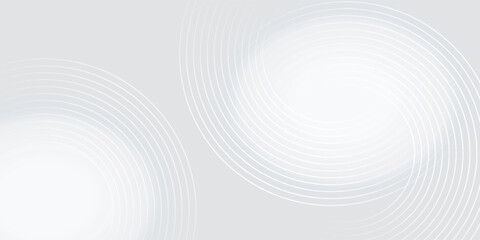 Abstract white glowing geometric lines on gray background. Modern shiny blue circle lines pattern. Futuristic technology concept. Suit for cover, poster,