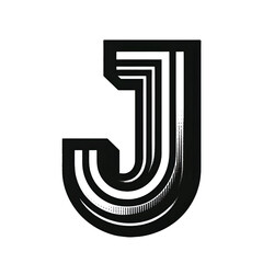 BLACK letter J logo design isolated on white background