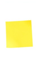 Yellow sticky note with a blank surface, ideal for writing reminders, messages, or short notes. The paper texture is smooth, making it easy to write on. Isolated on white background.