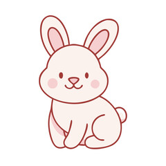Cheerful Bunny Celebrating Easter as a Simple Linear UI Icon on a White Background, Bunny, Easter, simple linear ui icon, white background, words + concept