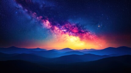 Fototapeta premium Vibrant Milky Way over mountains.