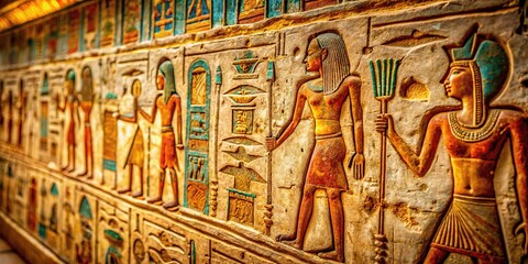 Obraz premium Ancient Egyptian food hieroglyphs: a culinary journey through time.