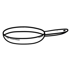 Hand drawn doodle frying pan on white background.