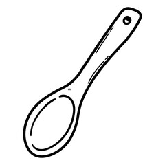 Hand drawn doodle kitchen spoon on white background.