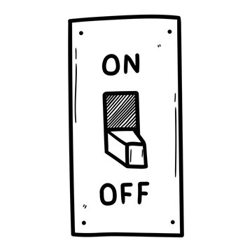 Hand drawn doodle electric switch on white background.