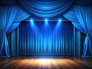 Fototapeta premium AI-generated stage image, blue backdrop, thirds composition.
