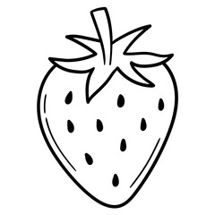 Hand drawn doodle strawberry on white background.