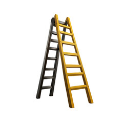 3D yellow ladder illustration featuring a straight design Isolated on transparent white background png