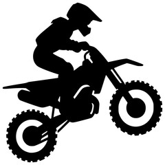 Motocross Rider Silhouette: A bold and dynamic silhouette of a motocross rider in action, leaping high on their dirt bike, capturing the thrill and adrenaline of this extreme sport.