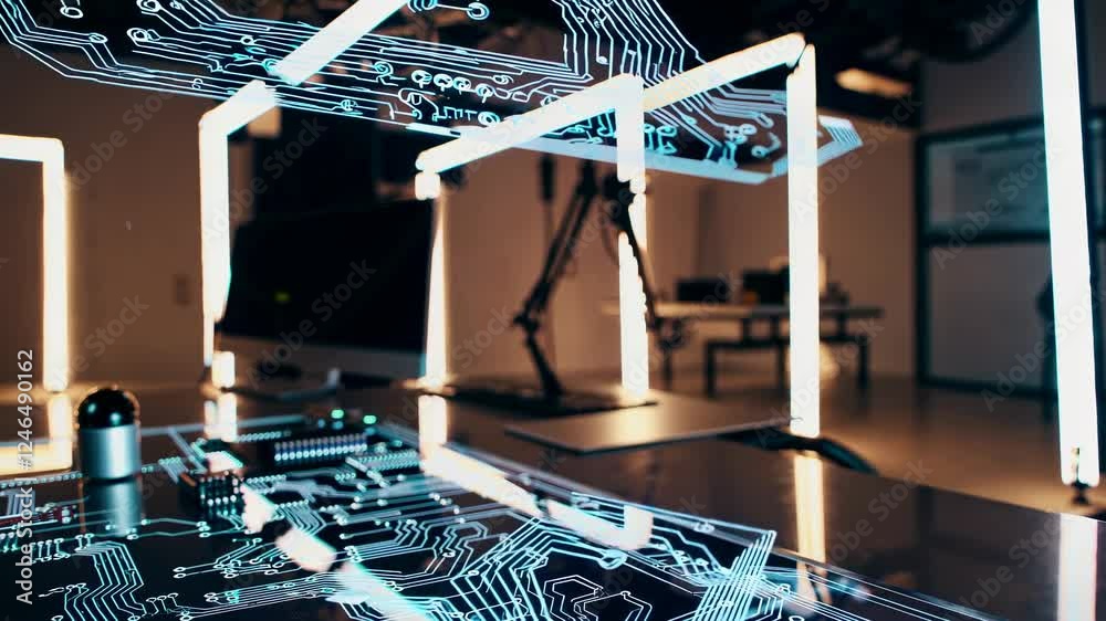 Leinwandbilder exploring advanced technology and circuit designs in a modern workspace