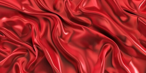 Fototapeta premium bright background of red scarlet satin fabric with drapery cloth crumpled