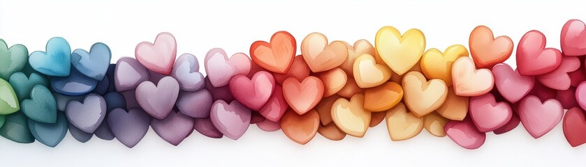 Obraz premium Colorful Watercolor Hearts in a Vibrant Rainbow Palette for Creative Projects