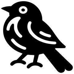 Naklejka premium Silhouette of a Bird: A simple yet elegant silhouette of a bird with its wings folded and a distinctive beak, poised in a graceful stance. Perfect for use in illustrations, posters.