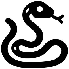 Fototapeta premium Serpentine Icon: A simple yet striking black silhouette of a snake, coiled in a classic S-shape. This icon evokes a sense of danger and mystery, ideal for warnings, symbols.
