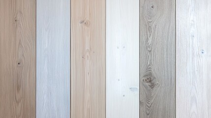 Fototapeta premium Oak wood flooring samples, various shades, studio shot, interior design