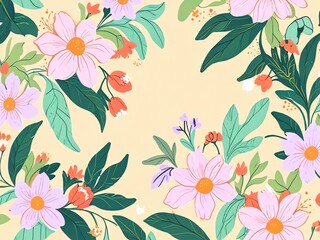 Vibrant Floral Pattern: A Whimsical Bloom