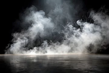 Crédence de cuisine en verre imprimé Realistic smoky fog effect rising from the ground with a black background