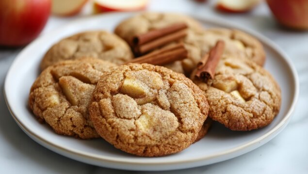 Apple cinnamon cookies plate, kitchen, baking
