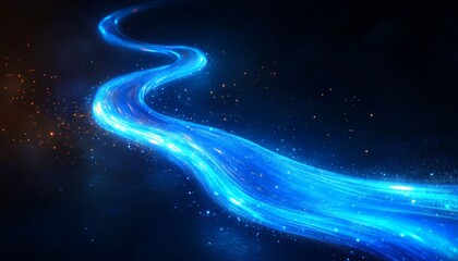 Obraz premium Abstract Blue Light Trails, Flowing Design Element for Technology, Energy, Motion Concepts