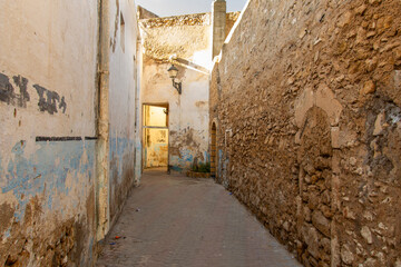 Small characteristic alley in the medina of the town of Safi in Morocco