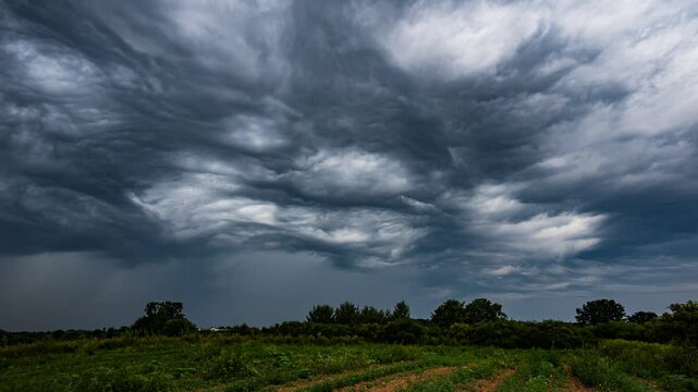Timelapse showing the condensation of a thunderstorm cloud with characteristic altocumulus asperitas structures.